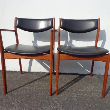 2 Chairs Danish Modern Erik Buch Mid Century Denmark Eames Teak Seating Dining Chairs Midcentury Teak Chair Wood Fabric Seat Vintage Set 