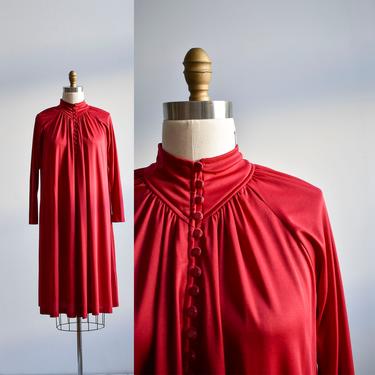 1970s Crimson Kaftan Dress 