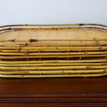 Set of 8 Vintage Bamboo/Rattan Trays 