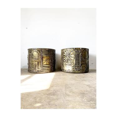 Adrian Pearsall Brutalist Drum Tables 
