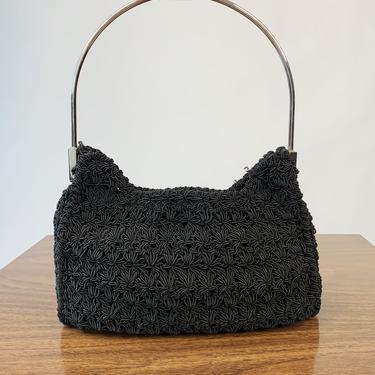 Y2K Black Crochet Mini Purse w/ Metal Handle