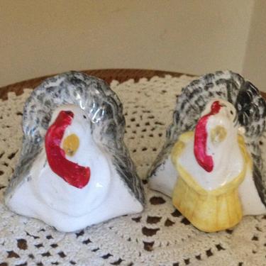 Vintage Turkey Porcelain Salt and Pepper Shakers-Perfect for Thanksgiving- Unusual 