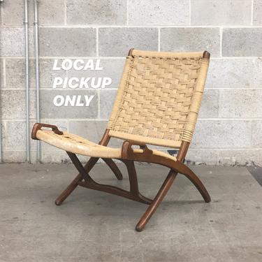 LOCAL PICKUP ONLY ———— Vintage Wood + Rope Folding Chairs (Sold Separately) 