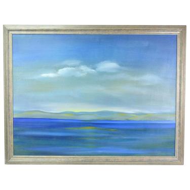 Vintage Slightly Abstracted Early Morning Lake or Seascape Oil Painting 