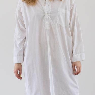 Vintage White Nightgown | Penney's Pajama Popover Dress Shirt | 100% Cotton Work Tunic | L | 