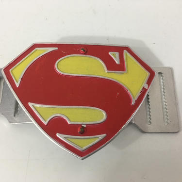 Vintage Superman Belt Buckle Aluminum Comic Book Super Hero 1950s 1956 National Comics Publications Kellogg's Cornflakes Mail Prize 