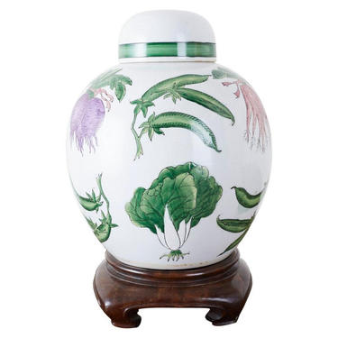 Chinese Export Porcelain Lidded Ginger Jar on Stand by ErinLaneEstate
