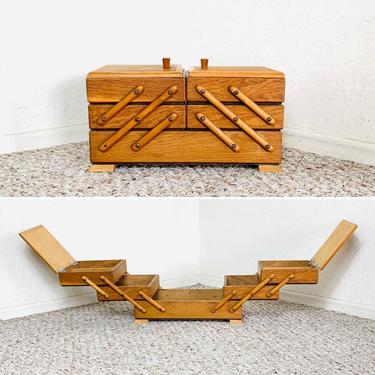 Mid Century Accorion Sewing box 