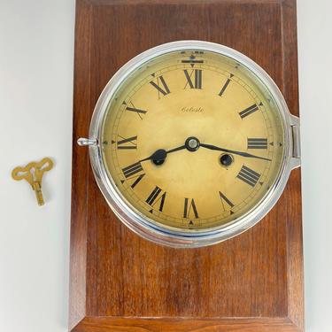 Antique Celeste Nautical Ships Clock Working Chimes Vintage Maritime England Ship Working 
