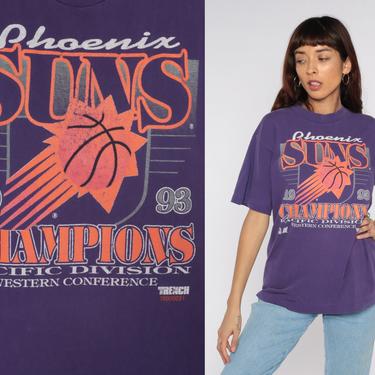 Phoenix Suns Shirt Basketball T Shirt NBA 80s 90s TShirt B-Ball Arizona Shirt Purple Sports Shirt Vintage 1990s Graphic Tee Retro Large L 
