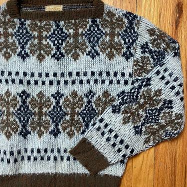 60’s Jantzen grunge fuzzy sweater~ earth tones~ XSM~ acrylic striped Boho hippie groovy brown 