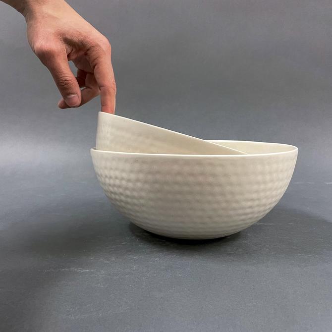 Handmade Ceramic Serving Bowl set in white - Stoneware 