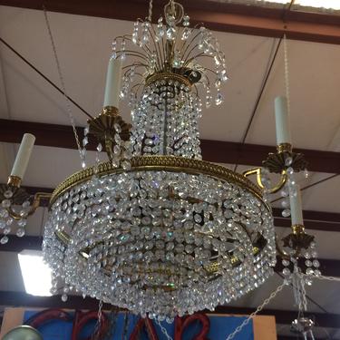 Empire Crystal Chandelier. Prismatic Leaded Glass! 27W x 39L(including chain and canopy).
