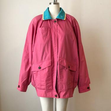 Oversized, Bright Pink, Yellow, and Blue Anorak/Jacket - 1980s 