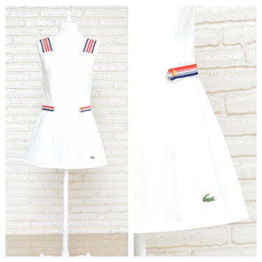 Vintage Lacoste White Polyester Tennis Dress Size Small 