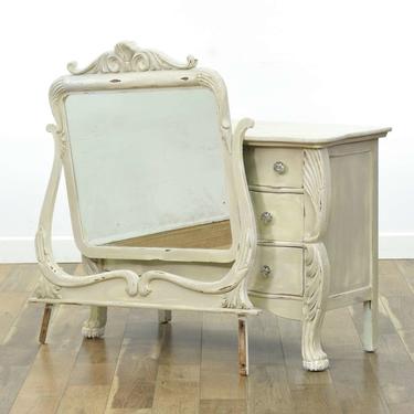 Carved Shabby Chic Hollywood Regency Dresser W Mirror
