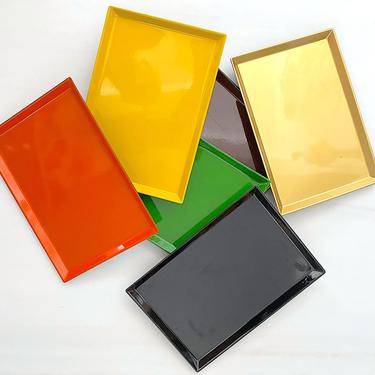 Vintage Collection of 6 COLORFUL Plastic Snack Trays Plates 5.25&quot;x7.5&quot; OMC Japan Space Age 1960s 1970s 