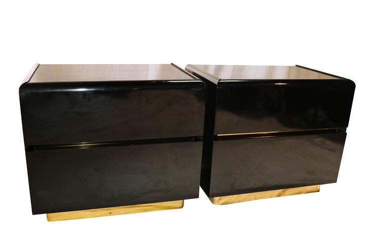 Mid Century Lane lacquer Nightstands Side Tables Pair 