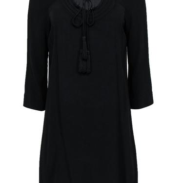 Diane von Furstenberg - Black Long Sleeve "Parlian" Shift Dress w/ Tassels Sz 2
