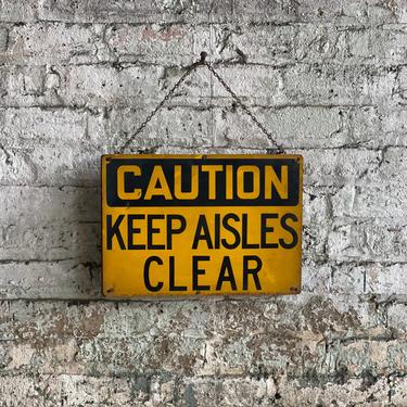 Vintage Industrial Factory Salvaged Caution Hearing Protection Sign Rustic Decor 