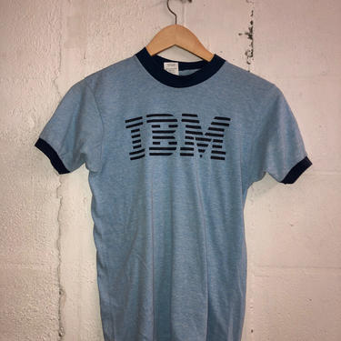 Vintage 80's IBM Rimmed Collar and Sleeve T-Shirt. M 3063 