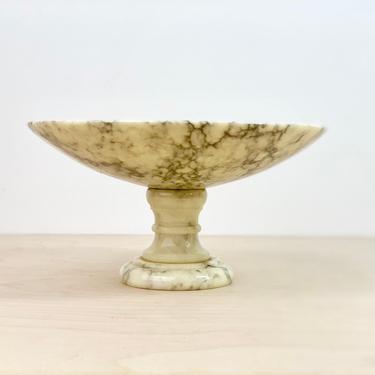 Large Antique Alabaster White Marble Footed Bowl Fruit COMPOTE Italian 