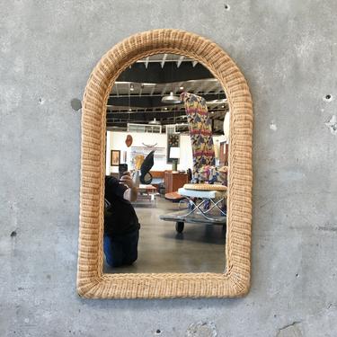 Vintage Large Wicker Arch Mirror