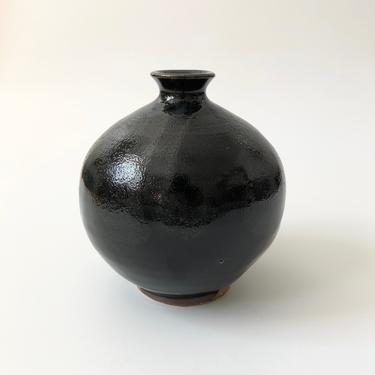 Vintage Black Studio Pottery Vase 