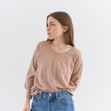 Vintage Dusty Pink Quarter Sleeve Thermal | 100% Cotton | Made in Germany 60s Knitwear | S M | PT045 