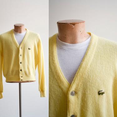 Vintage Izod Pale Yellow Cardigan Sweater 