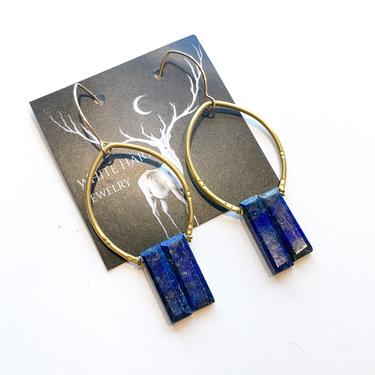 Lapiz Lazuli+Oval Hoop Earrings