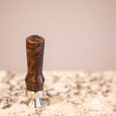 Bottle Opener Modern Hand Turned Walnut Burl with Bark Inclusion on top 