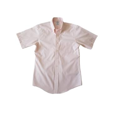 Vintage Pink Oxford Shirt, Medium / 90s Brooks Brothers Regent Polo Shirt / Men's Pastel Pink Short Sleeve Shirt / Cotton Button Down Shirt 
