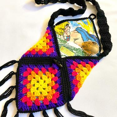rainbow crochet crossbody bag