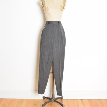 vintage 80s pants MM KRIZIA Italy gray wool high waist tapered leg trousers S M clothing 