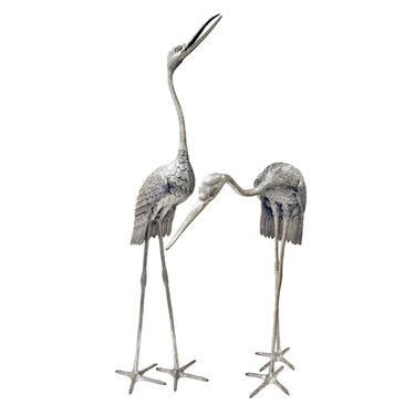 Pair of Monumental Egrets in Etched Aluminum 1970s