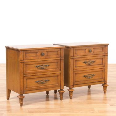 Pair Of Unagusta Traditional 3 Drawer Nightstands