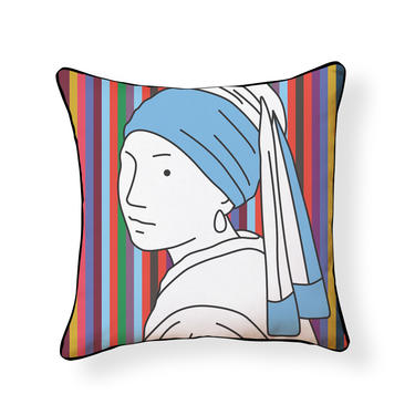 Modern Girl with a Pearl Earring Pillow