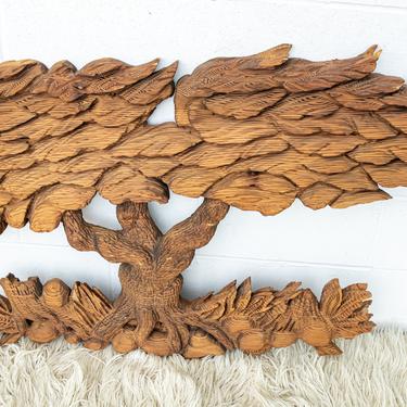 NEW - Large Burnt Wood Hand Carved Tree Wall Art 