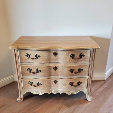 Vintage French Country Style Pickled Oak Chest Of Drawers Commode by Pennsylvania House 