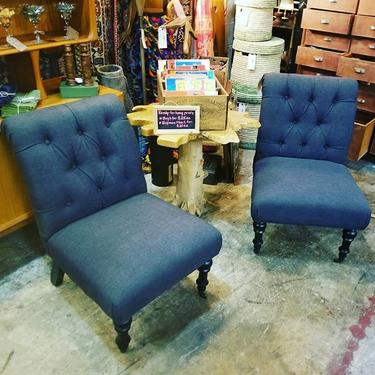                  Pair of tufted slipper chairs. $150