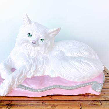 Sweet Ceramic Cat on Pillow