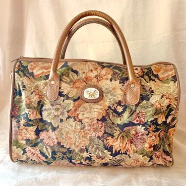 DVF Tapestry Fabric Travel Bag, Vintage Duffel, Tote Carry On Luggage, Vegan 