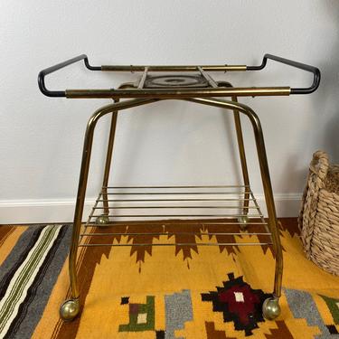 Vintage Mid Century Pivoting Rolling TV Stand / Stereo Cart 