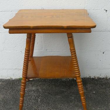 Early 1900s Tiger Oak Carved Large Side End Center Table 2607