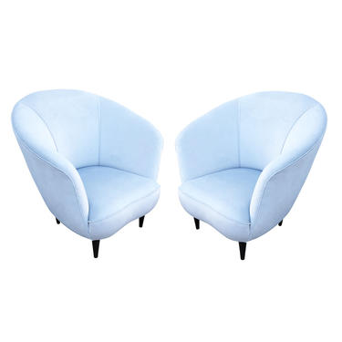 Pair of Rounded Italian Mid-Century Lounge Chairs