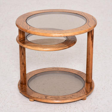 3 tier oak vintage circle table