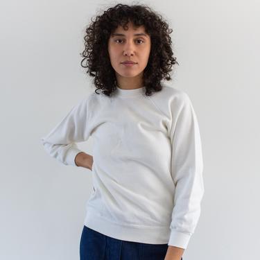Vintage White Raglan Sweatshirt | Cotton Blend Sweat | XS S | 