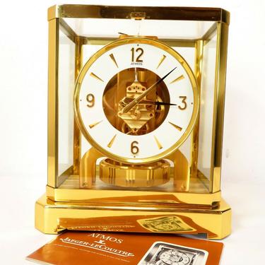 Vtg JAEGAR LECOULTRE 528-8 ATMOS MANTEL DESK CLOCK Brass Glass SWISS Watch NR