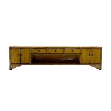 Distressed Yellow Vintage Table Top Narrow Long Wood Display Stand cs6133E 